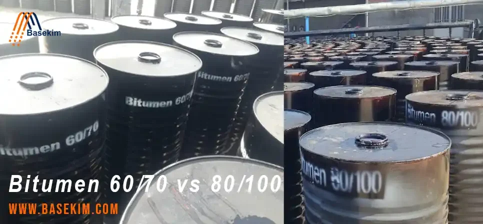 Bitumen 60/70 vs 80/100 drums in Basekim factory ready for export
