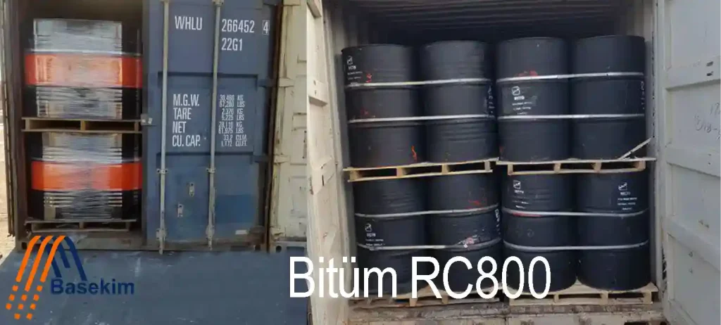 Bitüm RC800 çelik variller – Basekim üretimi konteyner sevkiyatı