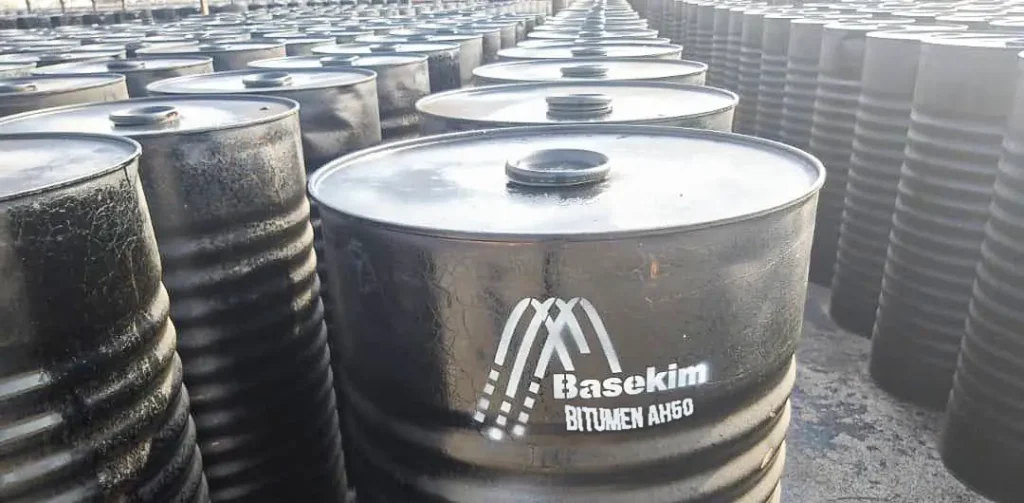 Bitumen AH50 drums ready for international export from Dubai