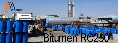 Bitumen RC250 in drums, ready for road priming and patching. Supplied by Basekim across UAE.