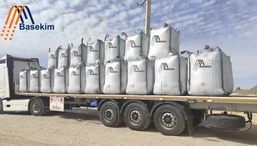 Bitumen AH90 jumbo bags loaded on a flatbed truck for export