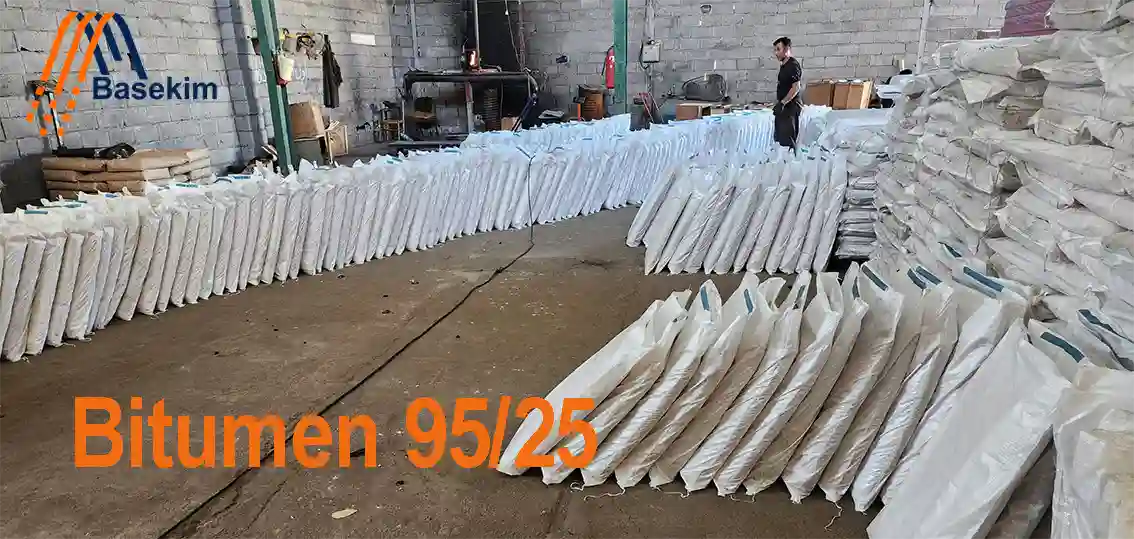 Bitumen 95/25 blocks stacked for industrial shipment