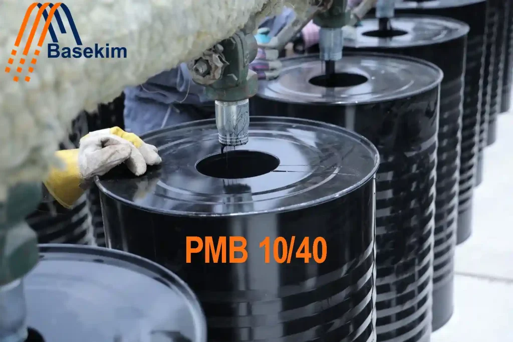Basekim PMB 10/40 being filled into steel drums at production facility