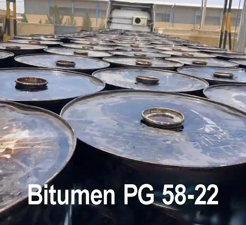 Steel drums of Bitumen PG 58-22 ready for export.