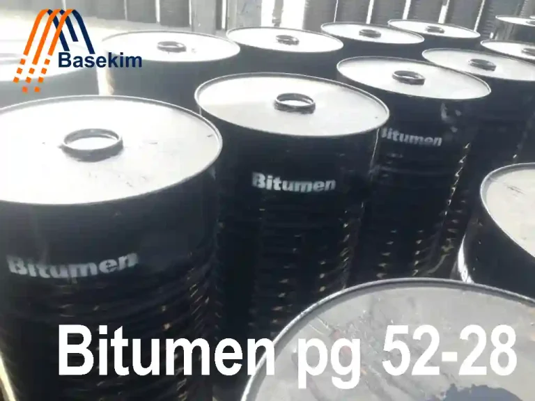 Bitumen PG 52-28 packaged in steel drums for shipment.