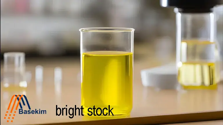 Glass sample of bright stock heavy base oil supplied by Basekim.
