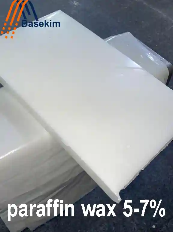 High-quality paraffin wax 5-7% supplied by Basekim in blocks for industrial and commercial use.