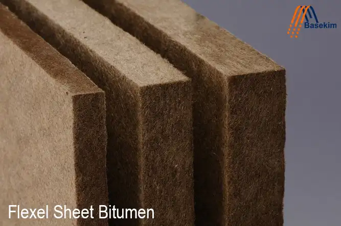 Close-up view of Flexel Sheet Bitumen panels supplied by Basekim for waterproofing and construction applications.